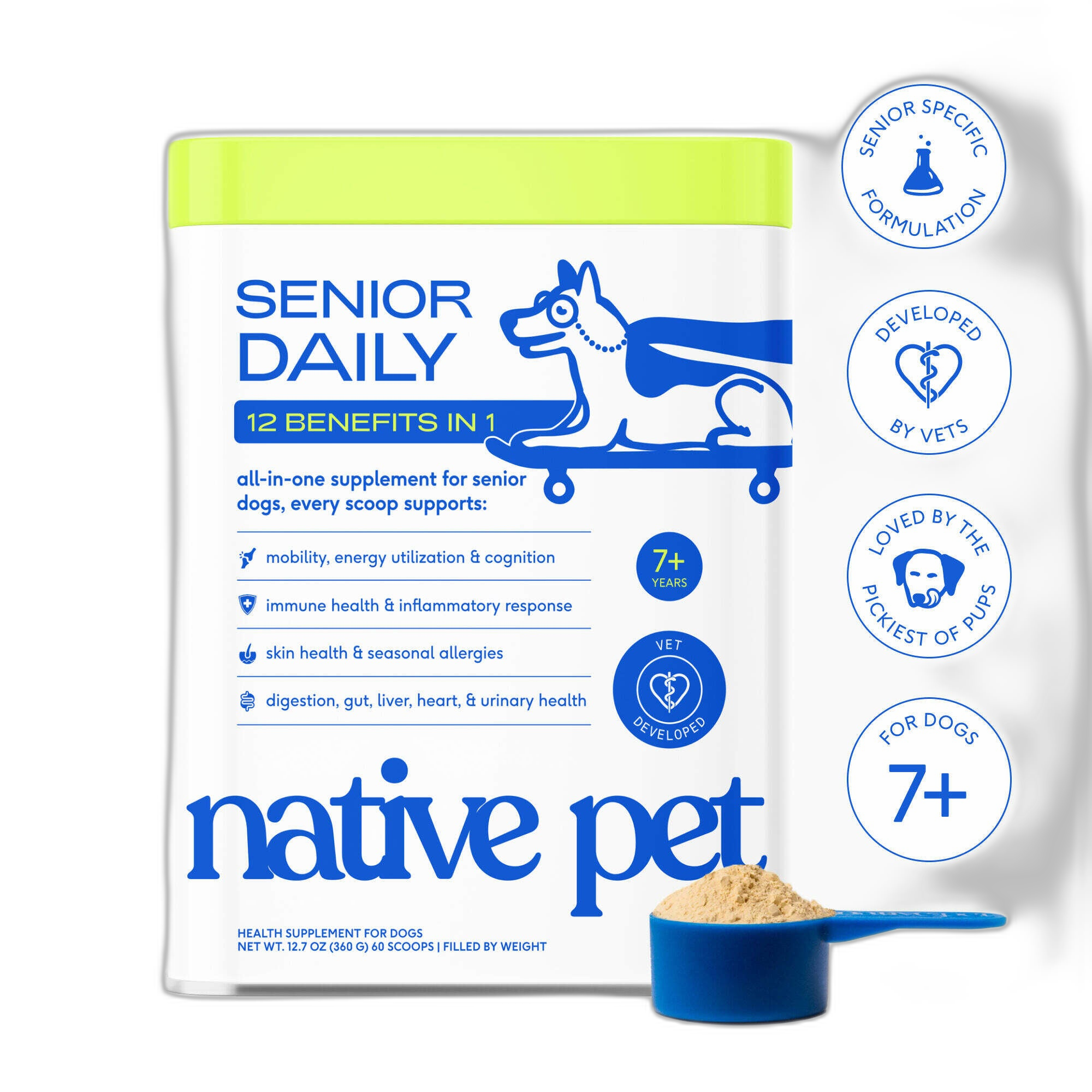 Native Pet Senior Daily Powder 12-in-1 Supplement for Senior Dogs