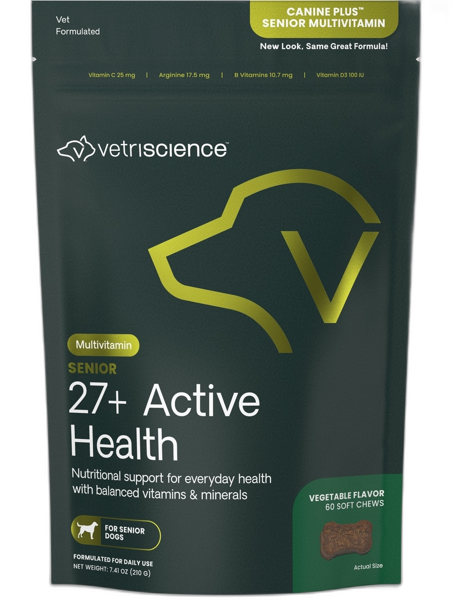 VetriScience Canine Plus Senior 27+ Active Health Veggie Flavored Soft Chews Multivitamin for Senior Dogs